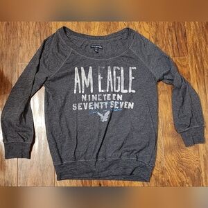 American Eagle Outfitters Charcoal Long-sleeve Tee